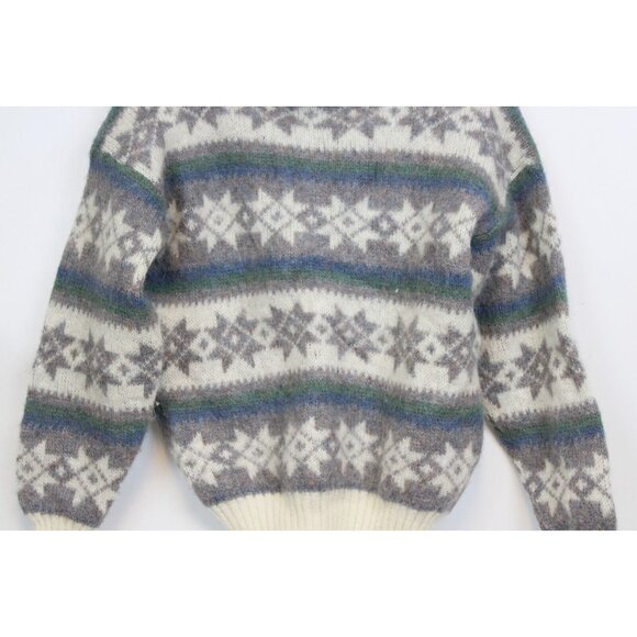 VTG 80s Hilda Ltd Wool Sweater sz M Iceland Thick Warm Winter Snowflake Blue - Picture 3 of 9